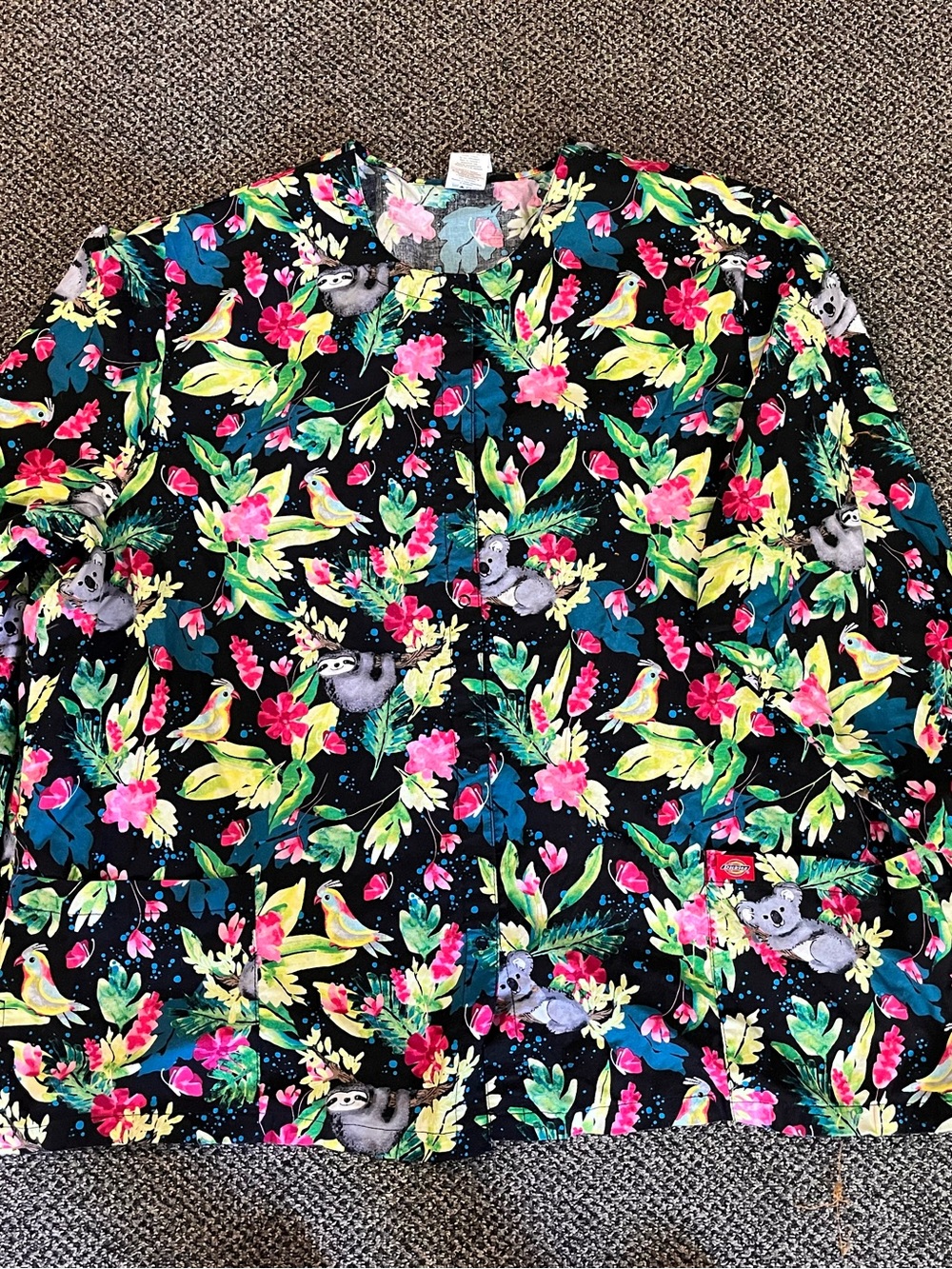 Women’s Dickies Funky Top Jacket 3XL Multi Color Floral Tropical Kola Bear